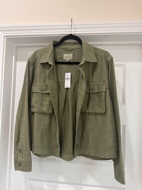 American Eagle Olive Green Cotton Utility Jacket Size M NWT